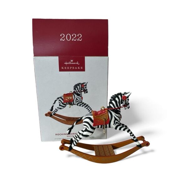 Hallmark 2022 Rocking Horse Memories Special Edition Zebra Christmas Ornament - Picture 1 of 5
